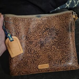 Consuela Brown SANDY Embossed Leather  Bag